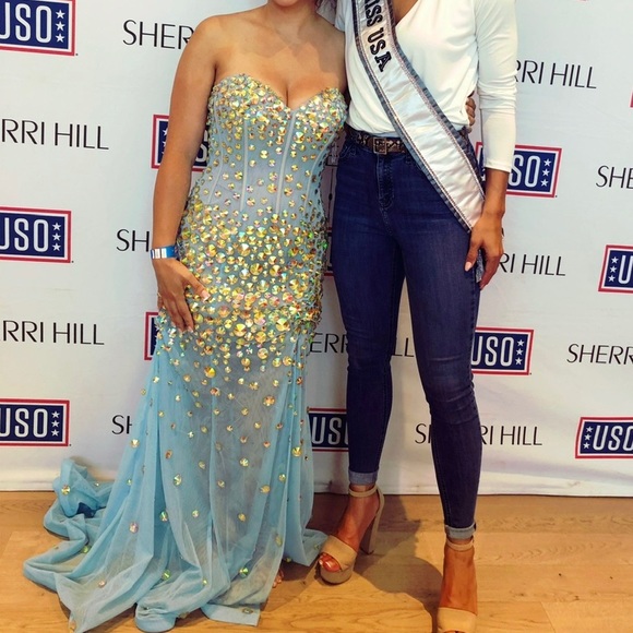 New Sherri Hill Light Blue Dress Sz 6 Prom Dance Lux Dress - Picture 5 of 9